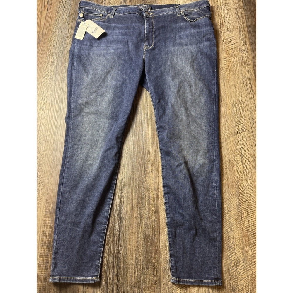 Silver Jeans Womens Bleecker Skinny Denim Blue Whiskering Dark Wash Mid Rise 24